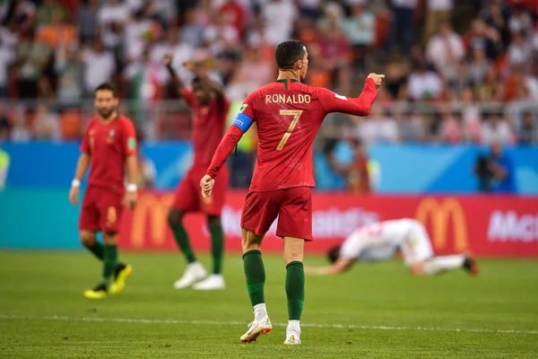 Cristiano Ronaldo Portugal Comemora Depois Avançar Para Fase Eliminatória Enquanto — Fotografia de Stock