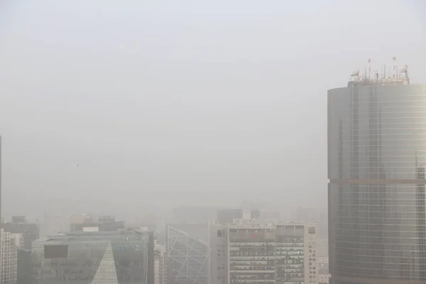 Edificios Gran Altura Ven Vagamente Una Tormenta Arena Beijing China —  Fotos de Stock