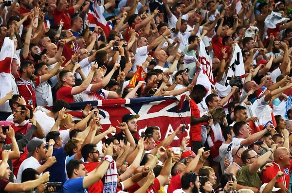 Fans Feiern Nach Dem Sieg Englands Über Tunesien Gruppenspiel Der — Stockfoto