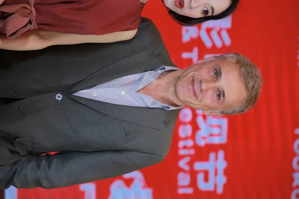 Німецька Австрійського Актор Крістоф Вальс Відвідує Відгуки Зустріч Шанхаї Міжнародному — стокове фото