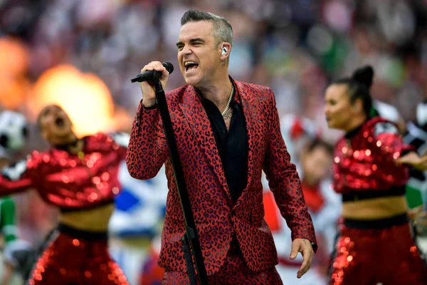 Engelska Sångaren Robbie Williams Utför Öppningsceremonin Fifa World Cup 2018 — Stockfoto