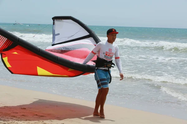 Kite Surfeur Chinois Participe Boao International Kiteboarding Festival 2018 Également — Photo