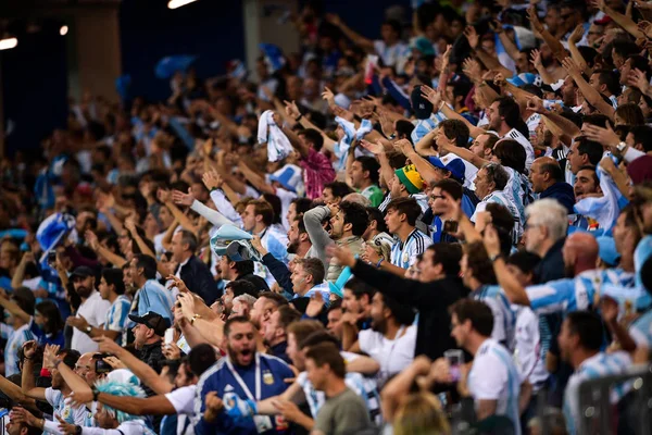 Fanoušci Křičet Slogany Ukázat Svou Podporu Pro Argentinu Skupině Zápas — Stock fotografie