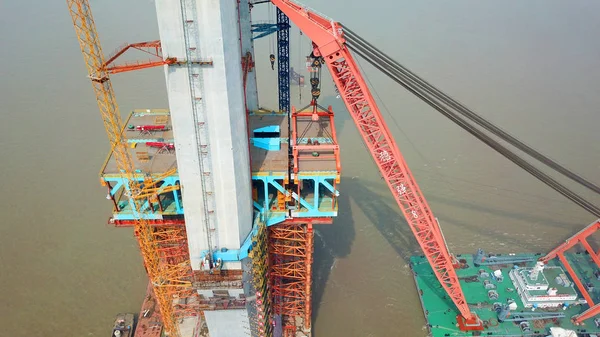 Ana Iskele Dünyanın Uzun Askılı Köprü Nantong City Doğu Çin — Stok fotoğraf