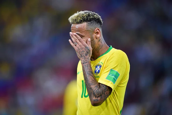 Neymar Brasil Reacciona Partido Del Grupo Contra Serbia Durante Copa — Foto de Stock