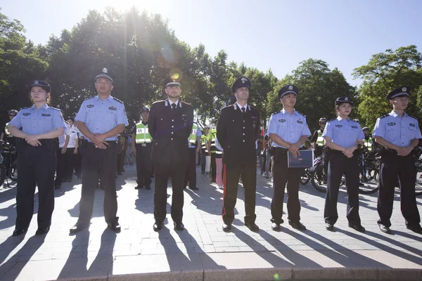 Italian Police Officers Attend Ceremony Mark Start Joint Patrols Chinese — Stock Photo, Image