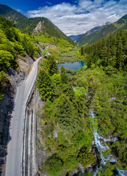 Paysage Cascade Shuzheng Recouvrant Beauté Dans Vallée Jiuzhaigou Après Tremblement — Photo