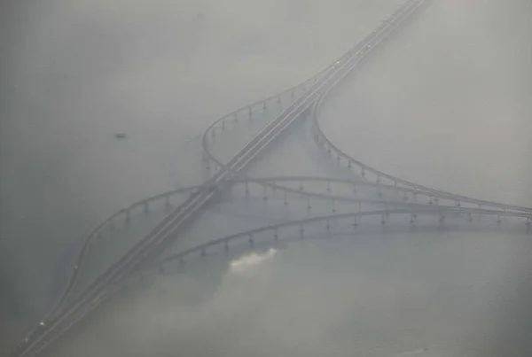 Légi Felvétel Jiaozhou Bay Bridge Vagy Qingdao Haiwan Híd Egy — Stock Fotó