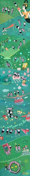 Dieses Zusammengesetzte Foto Zeigt Chinesische Kinder Die Auf Dem Boden — Stockfoto
