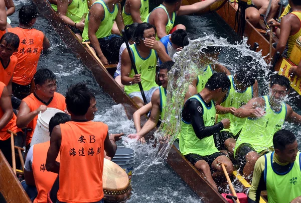 Participants Compete Dragon Boat Race Held Celebrate Dragon Boat Festival — Stock Photo, Image