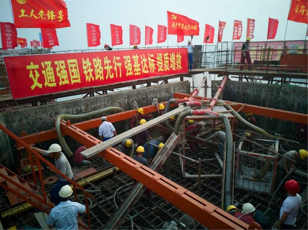 Pohled Světě Nejtěžší Ložisko Visutý Most Wufengshan Yangtze River Bridge — Stock fotografie