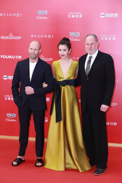 Actor Inglés Jason Statham Izquierda Actriz China Bingbing Centro Posan — Foto de Stock