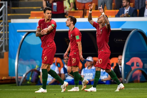Jogadores Portugal Comemoram Depois Que Andre Silva Marcou Gol Contra — Fotografia de Stock