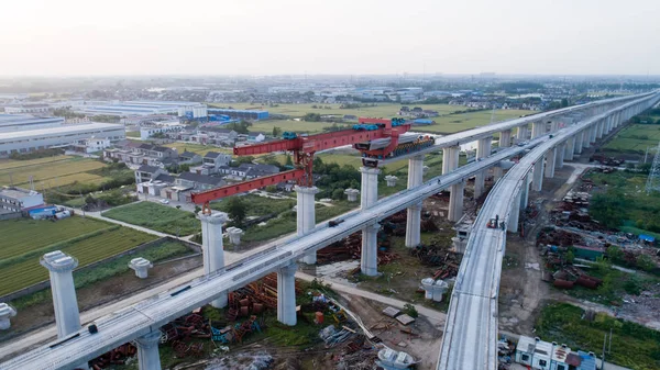 Utsikt Över Jiangdu Navet Lianyungang Huaian Yangzhou Zhenjiang Railway Uppbyggnad — Stockfoto