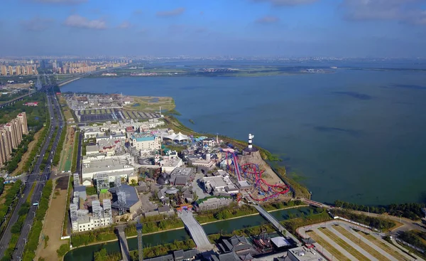 Vista Aérea Parque Temático Filme Huayi Brothers Media Corporation Cidade — Fotografia de Stock