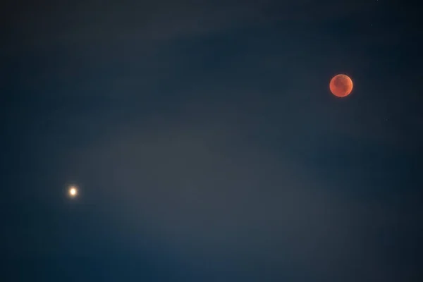 Widok Najdłuższego Blood Moon Zaćmienie Tego Stulecia Prawo Które Przechodzi — Zdjęcie stockowe