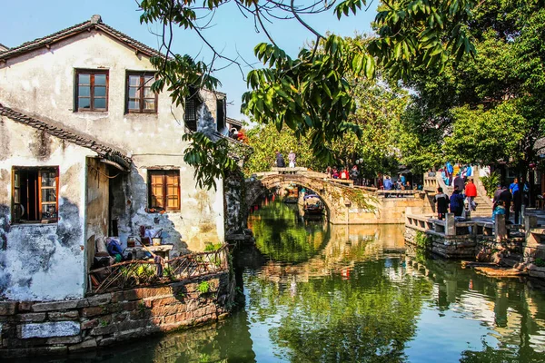 Landschap Van Zhouzhuang Water Town Kunshan City Suzhou City Oost — Stockfoto