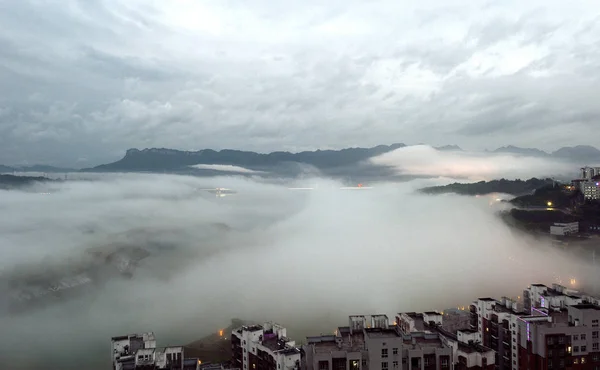 Landskap Yangtzefloden Three Gorges Reservoir Nära Three Gorges Dam Efter — Stockfoto