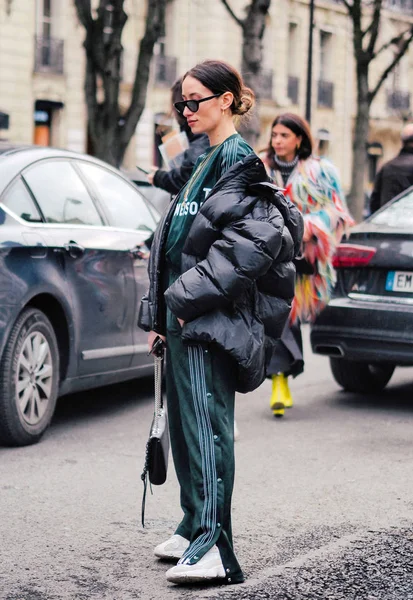 Eine Trendige Fußgängerzone Während Der Pariser Modewoche Herbst Winter 2018 — Stockfoto