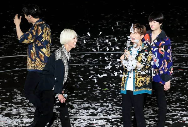 Taiwan Out Miembros Del Grupo Chicos Surcoreanos Super Junior Presentan —  Fotos de Stock