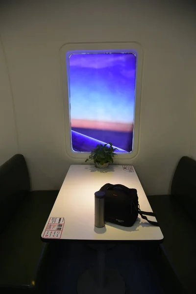 Vista Interior Comedor Con Forma Cabina Avión Universidad Aeronáutica Astronáutica — Foto de Stock