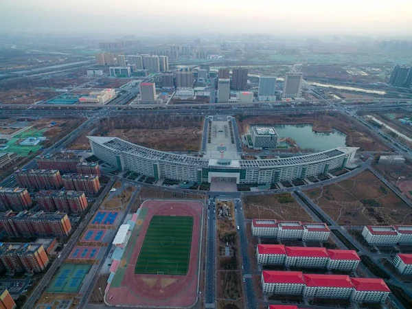 Una Vista Aérea Edificio Enseñanza 700 Metros Largo Que Asemeja — Foto de Stock