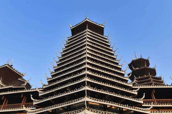 Άποψη Της Κίνας Μεγαλύτερο Ενιαίο Τύμπανο Πύργος Ομάδας Στο Κέντρο — Φωτογραφία Αρχείου