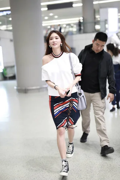 Taiwanesiska Modell Och Skådespelerska Lin Chi Ling Avbildas Shanghai Hongqiao — Stockfoto