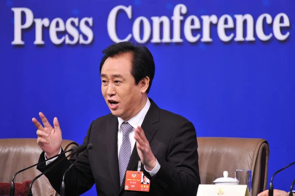 Jiayin Hui Yan Předseda Skupiny Evergrande Group Účastní Tiskové Konference — Stock fotografie