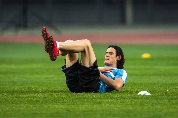 Edinson Cavani Reprezentacji Urugwaju Piłce Nożnej 2018 Gree Chiny Cup — Zdjęcie stockowe