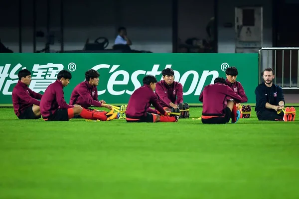 Jogadores Jeju United Coreia Sul Participam Uma Sessão Treinamento Antes — Fotografia de Stock