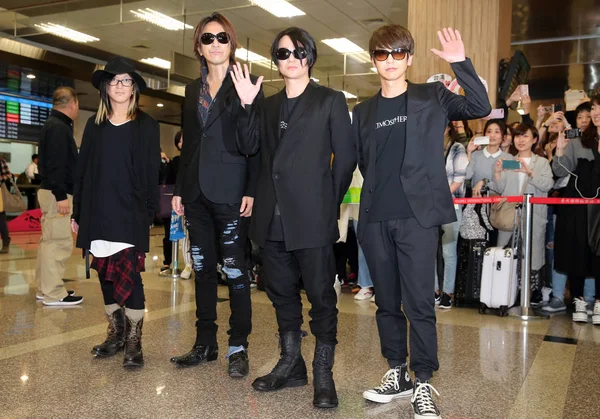 Members Japanese Rock Band Glay Arrive Airport Taipei Taiwan March — Stock Photo, Image