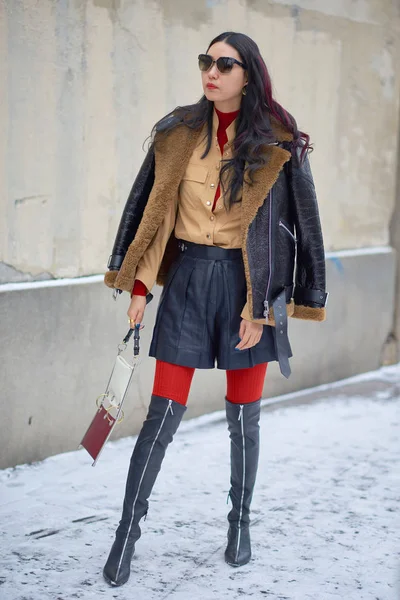 Paseos Peatonales Moda Por Calle Durante Semana Moda París Otoño — Foto de Stock