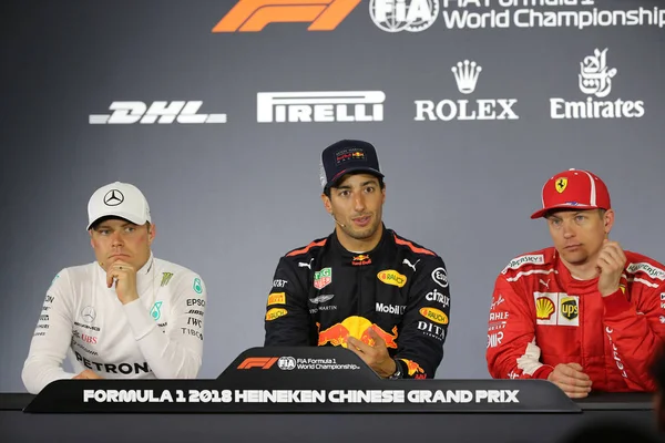 Pilote Finlandais Valtteri Bottas Mercedes Vainqueur Australienne Daniel Ricciardo Red — Photo