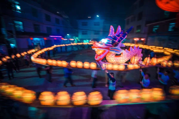 Performers Perform Dragon Dance Ahead Upcoming Lantern Festival Also Known — Stock Photo, Image