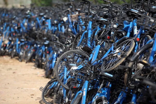 Vue Des Vélos Partagés Bluegogo Service Chinois Taxis Autopartage Didi — Photo