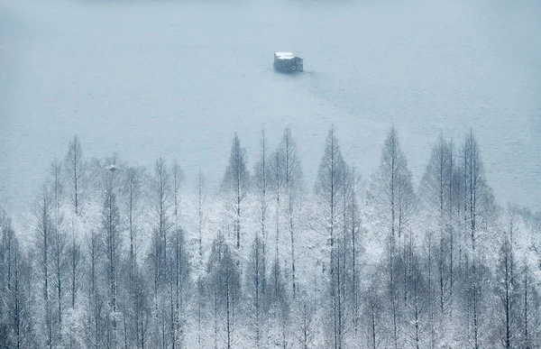 Çin Doğusundaki Zhejiang Eyaletinde Hangzhou Şehrinde Karla Kaplı Batı Gölü — Stok fotoğraf
