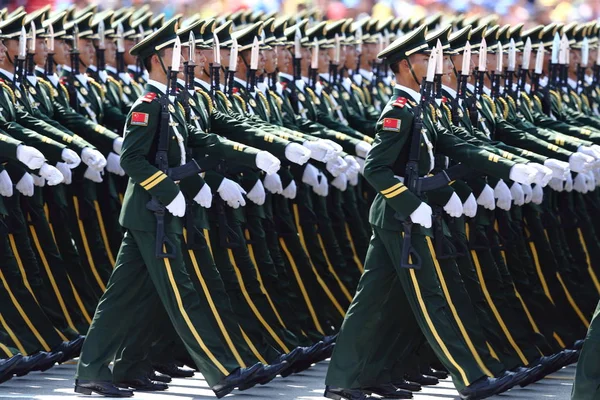 Soldados Chineses Pta Exército Libertação Popular Marcham Pelo Rostro Tian — Fotografia de Stock