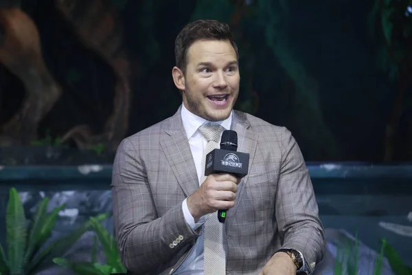 Actor Estadounidense Chris Pratt Asiste Una Conferencia Prensa Para Nueva — Foto de Stock