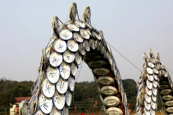 Dragon Chinois 100 Mètres Long Composé 000 Porcelaines Est Exposé — Photo