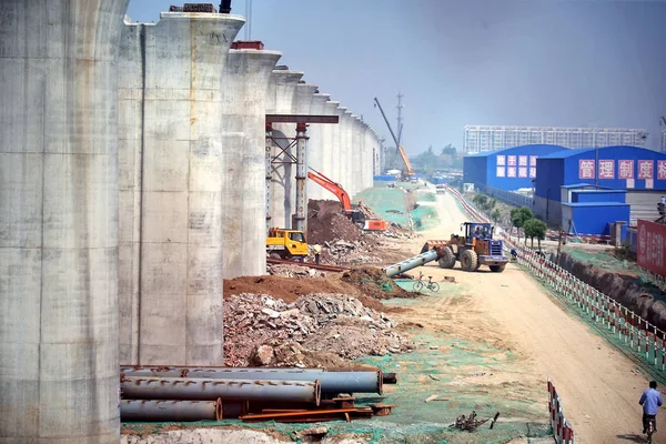 Beijing Zhangjiakou Intercity Railway Also Known Jingzhang Intercity Railway Construction — Stock Photo, Image