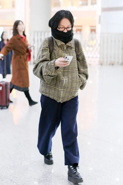 Chinese Actress Zhou Xun Pictured Beijing Capital International Airport Beijing — Stock Photo, Image