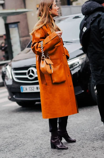 Paseos Peatonales Moda Por Calle Durante Semana Moda París Otoño — Foto de Stock