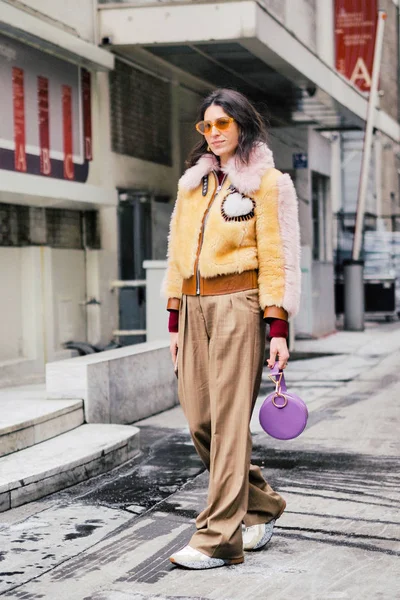 Paseos Peatonales Moda Por Calle Durante Semana Moda París Otoño — Foto de Stock