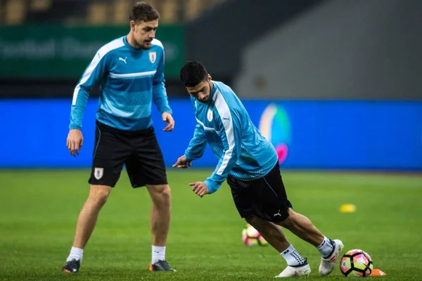 Jogadores Seleção Uruguaia Futebol Participam Uma Sessão Treinamento Antes Partida — Fotografia de Stock