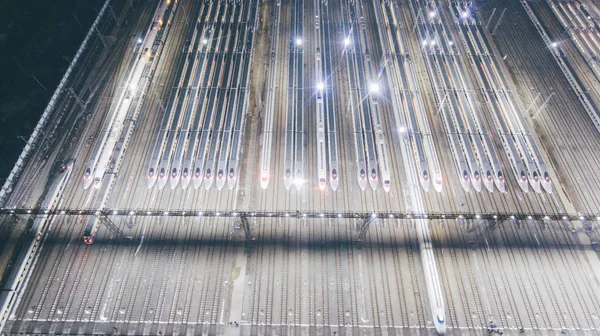 Letecký Pohled Rychlovlaky Crh Čína Vysokorychlostní Železnice Plné Přípravě Jarní — Stock fotografie