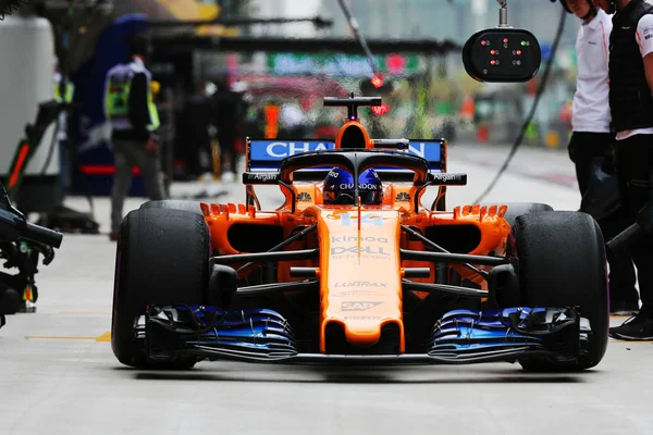 Spaans Formule Coureur Fernando Alonso Van Mclaren Voert Pit Een — Stockfoto