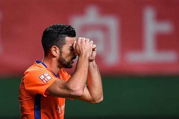 Futbolista Italiano Graziano Pelle Shandong Luneng Taishan Celebra Después Anotar — Foto de Stock