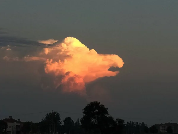 Nubes Forma Águila Enrojecen Atardecer Cielo Sobre Ciudad Xiaogan Provincia —  Fotos de Stock