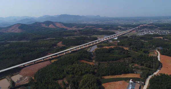 Luftaufnahme Der Baustelle Des Langxi Abschnitts Für Die Hochgeschwindigkeitsbahn Shangqiu — Stockfoto